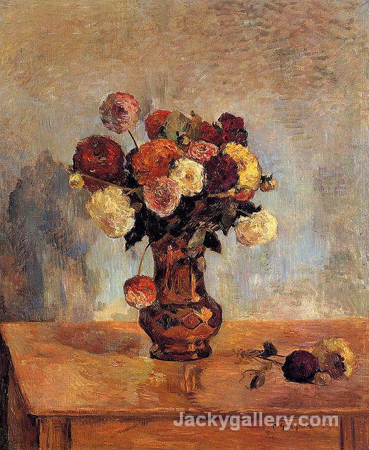 Dahlias in a Copper Vase by Paul Gauguin paintings reproduction